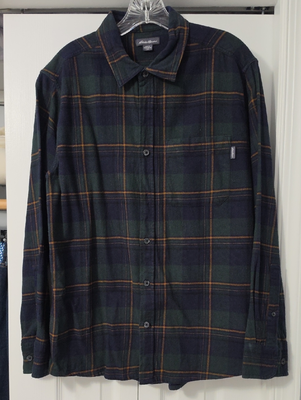 Eddie Bauer Men's Green & Navy Plaid Button-Up Shirt
